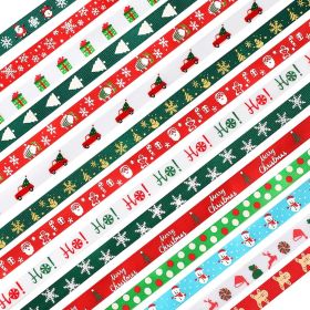 Christmas Ribbon, 15 Yards 3/8 Inch Christmas Grosgrain Ribbons for Gift Wrapping