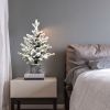 2FT Flocked Christmas Tree with Pot Base, 30 Warm White LED Lights, 189 Tips
