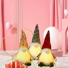 3PCS Gnome Christmas Decorations -12 Inch Light Up Christmas Gnomes Plush Doll Ornaments Glitter Sequins Swedish Hat Leprechaun Dwarf Gift Home Table