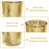 24Pcs Golden Votive Tealights Candle Holders Mercury Glass Shinny Candle Holders For Wedding Birthday Party Home Decoration Table Centerpiece