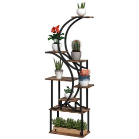 Outsunny Plant Stand Indoor, 8 Tier 62" S-Shaped Plant Shelf, Corner Plant Rack for Multiple Plants, Carbonised Finish (Color: default)