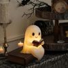 Christmas Ghost Reading Book Lamp, Cute Ghost Figurine Statue, Christmas Decoration for Gift Props Tabletop Bookshelf Home Decor