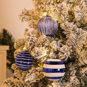 80mm Christmas Balls Ornaments (Color: Blue & White)