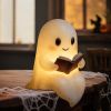 Christmas Ghost Reading Book Lamp, Cute Ghost Figurine Statue, Christmas Decoration for Gift Props Tabletop Bookshelf Home Decor