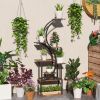 Outsunny Plant Stand Indoor, 8 Tier 62" S-Shaped Plant Shelf, Corner Plant Rack for Multiple Plants, Carbonised Finish