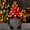 Christmas Gnome Christmas Tree, 8In Mini Ceramic Lighted Christmas Tree
